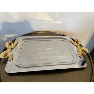 Vintage 50s Retro Ribbon Silver Gold Modern Tray Bows Chic